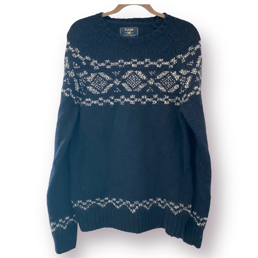 JULES Wool Blend Fair Isle Nordic Sweater Large